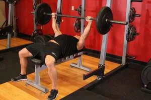 Barbell bench press, start position