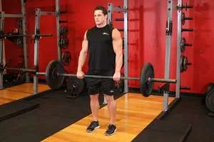 Conventional deadlift, end position