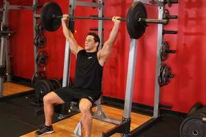 Overhead barbell press, start position