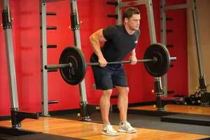 Barbell row, end position