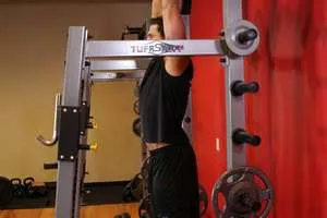 Hanging knee raise, start position