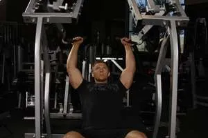 Seated shoulder press (machine), end position